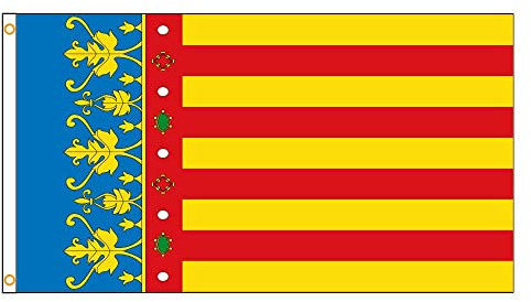 Bandera 90x150cm España Español La Senyera Coronada Bandera De Valencia