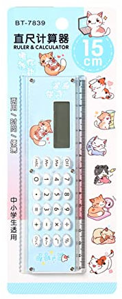 tragbarer Taschenrechner,Kleiner Taschenrechner, stilvolles, niedliches Lineal, tragbar, hochtransparentes Acrylmaterial, Silikontasten, externes Batteriedesign(blau), Kleiner Taschenrechner Trag
