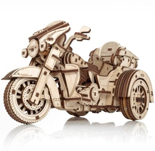 3D Puzzle Motorrad – DIY Motorrad 3D Puzzle Erwachsene & Jugendliche ab 14 Jahren – 3D Holzpuzzle mit Aufziehmechanismus, Gummirädern & beweglichen Teilen – EWA Eco-Wood-Art, 273 Teile