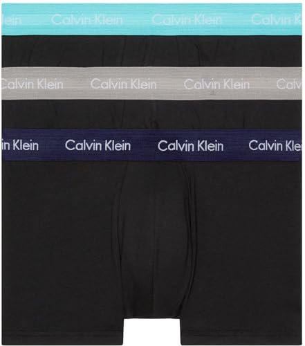 Calvin Klein Herren 3er Pack Boxershorts Low Rise Trunks Unterwäsche, Schwarz (B- Cool Wtr, Gry Sand, Evn Bl Wbs), S
