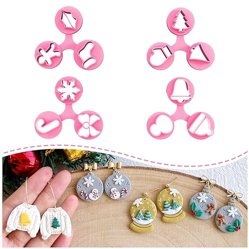 Keoker Mini emporte-pièces de Noël en argile polymère – Coupe-boucles d'oreilles en argile pour la fabrication de bijoux