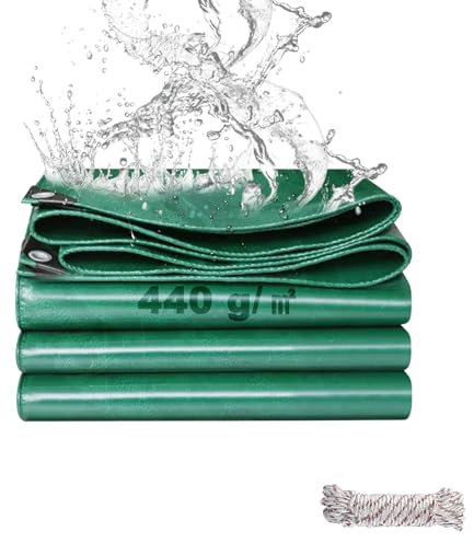 Telo Impermeabile Esterno 2x3m 440 g/m² Inspessire PVC con Rinforzato Occhielli, Telone Resistente Agli Strappi, Telo Protettivo Copertura Multiuso per Mobili da Giardino Barche Legno Piscina Camion