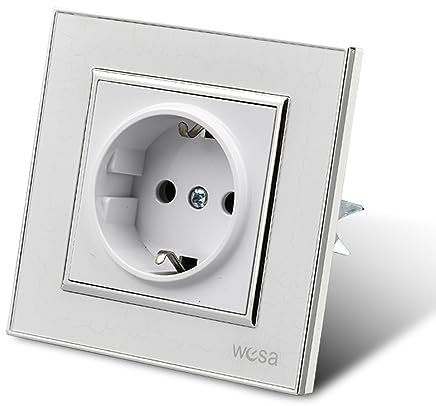 WESA Interrupteur à bouton-poussoir pour lumière domestique,Interrupteur à bouton-poussoir mural pour indicateurs (Steckdose élevé, BLANC)