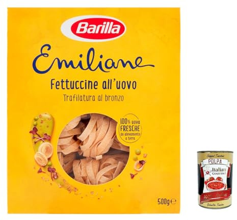 Italian Gourmet Le Emiliane Fettuccine Pasta all'Uovo 12 x 500g Eiernudeln | Nidi lunghi e ruvidi, mit Ei hergestellt, ideale Basis für Sahnesaucen, Ragù, Gesamtnettogewicht 6 kg + Kostenlos Polpa 400g