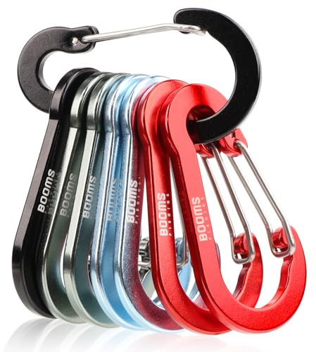 Booms Fishing CC5 Multi-Usage Clips Mousquetons, 8 Pack 2.7 Mousqueton Porte clé, Petit Mousqueton, Porte Clef,Sport de Plein Air