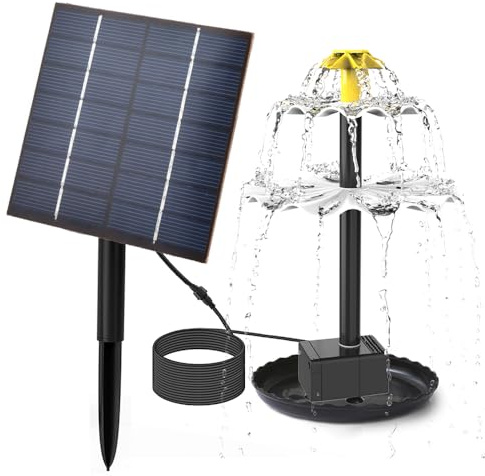 Ailgely 2.5W Solar Springbrunnen, Solar Gartenbrunnen, Solar Brunnenpumpe für Vogelbad mit 9 Düsen, Springbrunnenpumpe Solar Springbrunnenpumpe für Gartenteich, Aquarium, Aquarium und Outdoor