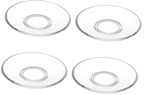 4Pcs Clear Glass Tea Saucers Round Transparent Plates for Coffee Snacks and Dishes Elegant Kitchen Tableware
