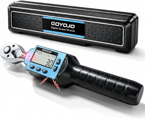 GOYOJO Chiave Dinamometrica Digitale, con Buzzer e LED - Precisione Oraria ±2% in Senso Orario / ±2.5% in Senso Antiorario - Ideale per Automobili, Motocicli e Elettrodomestici Domestici (1/4-30N.m)