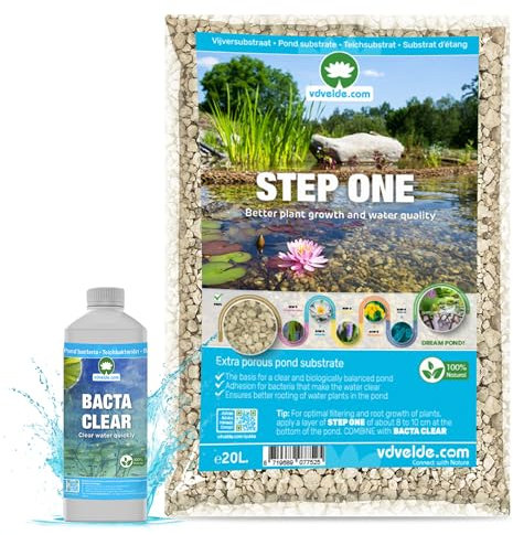 vdvelde.com - Teichsubstrat 20L + BACTA Clear - BACTA Clear: Für 1.000 bis 20.000 Liter - SUBSTRAT: Fördert gesunde Wasserqualität - 100% öko: schnell klares Wasser