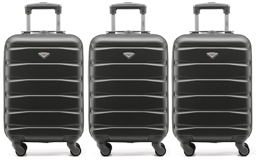 Flight Knight Case 3er-Pack Leichtes Starres ABS-Handgepack Mit 4 Radern, Zugelassen Fur Uber 100 Fluggesellschaften, Darunter Air France, Ryanair Und EasyJet, 55x35x20cm