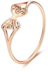 Dsnyu Verlobungsring Titan, Trauringe Rosegold Hohler Schmetterling Damen Schmuck für Geburtstag Hochzeit Größe 57 (18.1)