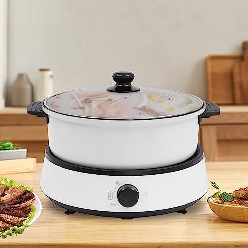 MIIWWOWO Electric Shabu Shabu Hot Pot Electric Hot Pot Cooker with Removable Pot 1350w Separate Design Multifunctional 4L Portable Electric Skillet with Nonstick Coating (White)