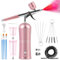 Kalolary Airbrush Kit with Compressor, Rechargeable Cordless Airbrush Compressor High Pressure Airbrush Compressor for Barber, Nail Art, Cake Decor, Makeup, Model Painting(Pink)