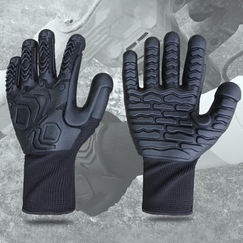 EMOVEGO - Professional Grade TPE Anti-Vibration Gloves -40℃~130℃, Oil/Heat Resistant, Heavy Duty Work Gloves, Reinforced Grip for Construction, Machinery/Chainsaw