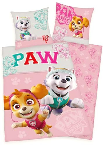 Herding Renforcé Wende Bettwäsche 2 TLG. 135x200cm Paw Patrol Hunde Patrouille Everest Skye Knopfleiste