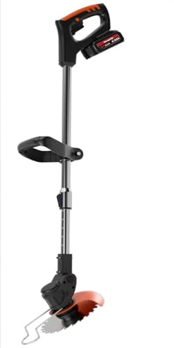 Akku Rasentrimmer mit Akku und Ladegerät, 4 in 1 Elektrischer Rasentrimmer, mit 2X 2.0Ah 90° Schwenkbarer Kopf und Verstellbarer Griff für Rasen Garten Beschneiden