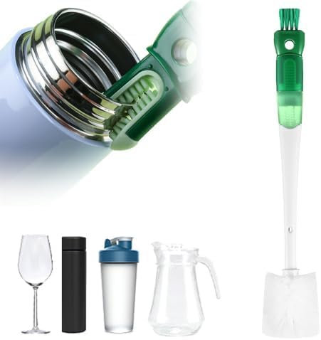 Nettoyeur De Paille,Brosse De Nettoyage Multifonctionnelle pour Bouteilles d'eau, Brosse De Nettoyage pour Petits Espaces, Bouteilles, Tasses en Verre (Vert)
