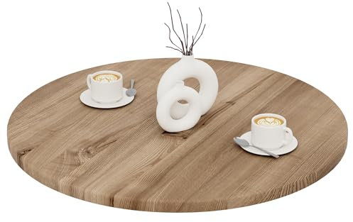 LAMO Manufaktur Tischplatte rund 80 cm aus Naturholz | Holzplatte für Esstisch, Küchentisch, Bistrotisch, Bartisch | Stärke: 28 mm | Farbe: Nussbaum
