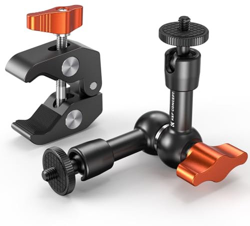 K&F Concept 6 Magic Arm with Super Clamp, Camera Clamp with 1/4 3/8 Thread Screw, Articulating Friction Arm with Cold Shoe Mount for Monitor LED Light Action Camera Tripod Osmo Pocket 3