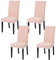FRKOKRFA Lot de 4 housses de chaise de salle à manger extensibles amovibles et lavables - Housses élastiques modernes pour maison, hôtel, banquet, fête, décoration et mariage (rose nude)