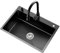GLMGBP Fregadero de Cocina Multifuncional Nano Negro de Acero Inoxidable 304, de un Solo Seno, para Caravana, con Grifo y desagüe, Montaje Superior o Inferior (Color: Negro, tamaño: 60 x 40 x 22 cm