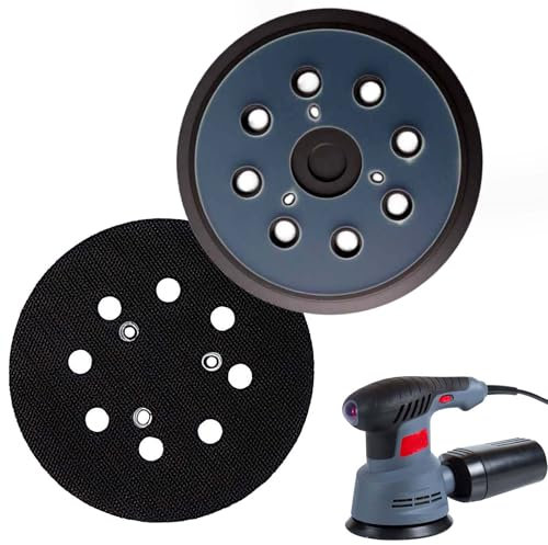 2 Pezzi 125mm Platorello Levigatrice 8 Fori, Platorello Strappo per Makita BO5010, BO5030K, BO5031K, BO5041K, BO5042 DeWalt 151281-08 DW420 DW4388, Tampone Klett per Levigatrice Orbitale