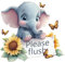 Cute Elephant Bathroom Butterfly Toilet Sticker, Cover Marks Non Transparent Waterproof Please Flush Wall Art Decal Kids and Childrens Vibrant Loo Seat Sign with Butterflies