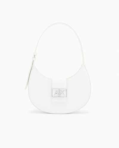 Armani Exchange Women's Jodie, Sustainable, Metal Silver Logo, SHOULDER BAG, Off White, One size
