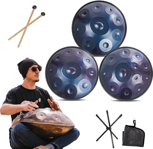 9/10/12 Noten Stahlhandtrommel, 432 Hz Handpan-Drum-Instrument, 22 Zoll D Kurd-Steel Tongue Drum Percussion Drums Instrument, Für Klangheilung, Meditation, Yoga(B,10 note)