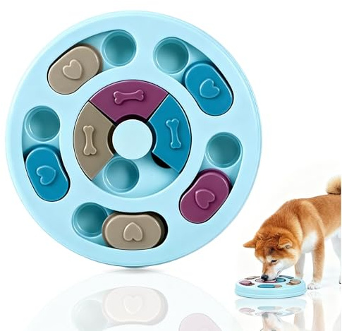 Euablfo Juguete Interactivo Perro,Juguete para Perros Inteligencia,Puzzle para Perros Dispensador de Comida,Puzzle Alimentador Lento para Cachorros Entrenamiento IQ y Estimulación Cerebral