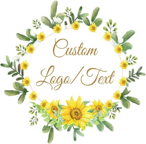 Custom Logo Stickers - Design Your Own Personalized Labels with Text, Image, & Photo - Waterproof, UV Protected, Fade & Heat Cold Resistant - Pack of 100 (Wreath 12, 38mm)