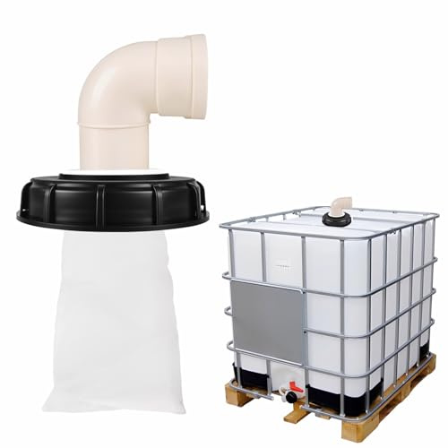 Befun IBC Filter Deckelfilter, 165mm 90° IBC Tank Deckel mit Nylon Filter | Hocheffiziente Filtration, All-in-One Gebrauchsset, Wasserfilter für Regenwassertank Tonnenfass IBC Container