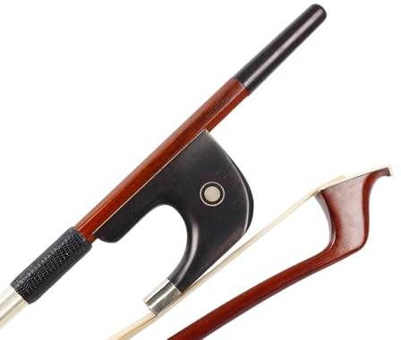Conboxus Brazilwood Upright Double Bass Bow High-Handle with Horsehair, Silver-wrappe and Black Leather Well Balanced Loudfor Beginner Strong and Great Bounce Warm Clear Tone