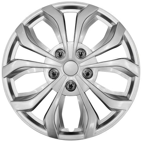 Wisgol Universelle Radkappen, 4er-Set, kompatibel mit Stahlfelgen, Snap-On Design, (Silber, 14 Zoll)