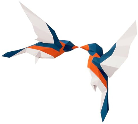 Healifty 3d Vogel Wanddekoration aus Papier Geometrisches 3d papiermodell als Wandbehang für Wohnzimmer Kreative Liebesvögel Statue Langlebige Farbechte Wandkunst