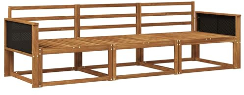 vidaXL Outdoor-Sofagarnitur 3 pcs Natur Massivholz Akazie, Akazienholz Sofa Set für draußen, modernes Loungemöbel, Flexibler Gartenplatz, wetterfeste Einrichtung