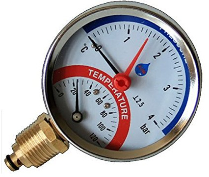 80mm 6 BAR Side Entry 120C Temperature Pressure Gauge 1/2 BSP Thermomanometer