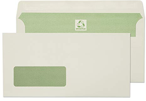 Blake Environmental - 100% Recycled Envelopes DL (110 x 220mm) - Pack of 500 - Premium Thickness 90GSM - Self Seal - Natural White Envelopes - FSC Certified - Stationery & Business Supplies (RE4360)