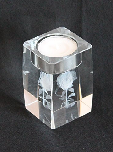AAF Nommel®, Kristall 3 D Laserquader Glasblock Rose groß für 1 Teelicht Glas 8 x 5 x 5 cm Nr. 05