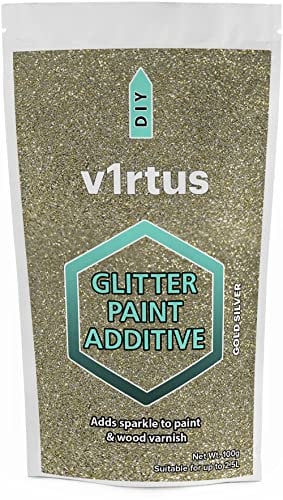 V1RTUS - Additivo con glitter per emulsione di vernice, 100 g, per uso interno/esterno su parete, soffitto, legno, metallo, finiture opache/lucide/perlescente, ecc.