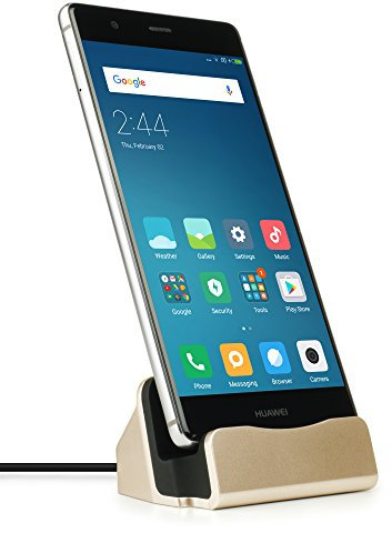 MyGadget Station de Charge Dock USB C & Câble 1m - Base de Chargement pour Smartphone Compatible avec Galaxy S24 S23 S22 Note 20 10 Huawei P50 P40 Pro Argent