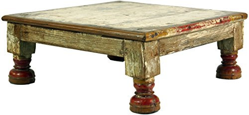 GURU SHOP Kleiner Tisch, Blumenbank, Kaffeetisch, Beistelltisch, Couchtisch - Modell 15, Mehrfarbig, 17x48x48 cm, Kaffeetische & Bodentische