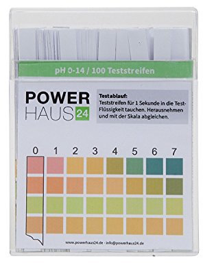 POWERHAUS24 2 x Wasser pH Teststreifen, Messbereich von pH 0 bis 14, 2 x 100 Stück
