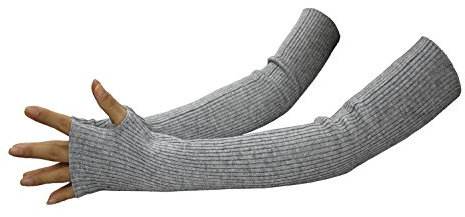 LSHARON SILK Damen Kaschmir Warme Lange Fingerlose Handschuhe Winter Armwärmer Gr. 85, grau