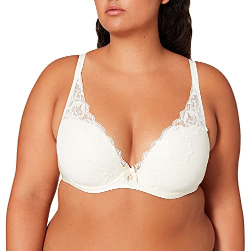 Chantelle ORANGERIE, Tief Ausgeschnittener T-Shirt-BH, Damen Unterwäsche, Elfenbein, 75G