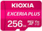 Kioxia SD MicroSD Card 256GB 100MB/s Kioxia Exceria Plus U3 V30 4K Video Recording, Pink, 256 GB