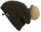 C.C Hatsandscarf Exclusives Unisex Solid Rib Beanie mit Bommel (HAT-43), moos, Einheitsgröße