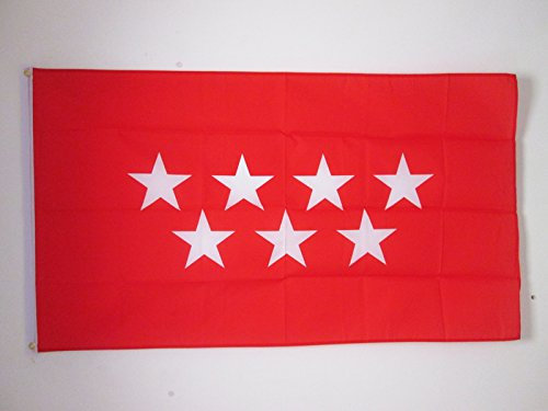 AZ FLAG - Bandera Comunidad De Madrid - 90x60 cm - Bandera Madrileña 100% Poliéster Con Ojales de Metal integrados - 50g - Colores Vivos Y Resistente A La Decoloración