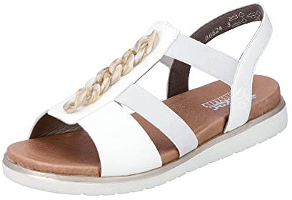 Rieker Femme V5055 Sandales, Blanc, 39 EU Étroit