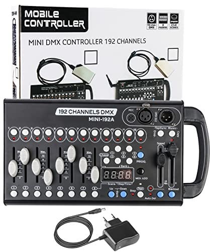 192CH DMX Controller, DMX512 Controller Bühnenlichtregler Controller Dmx Konsole für DJs Bands Bars Pubs Clubs Familienfeier Hochzeit Etc